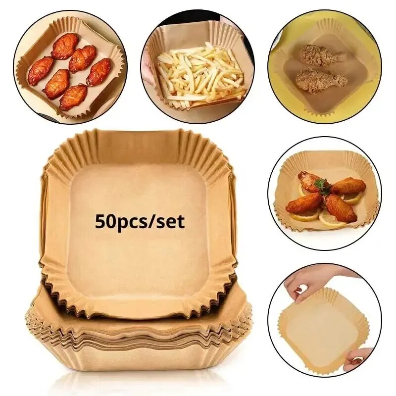 Kitchen Baking Paper - 50 шт. одноразовой бумаги для аэрофритюрницы,