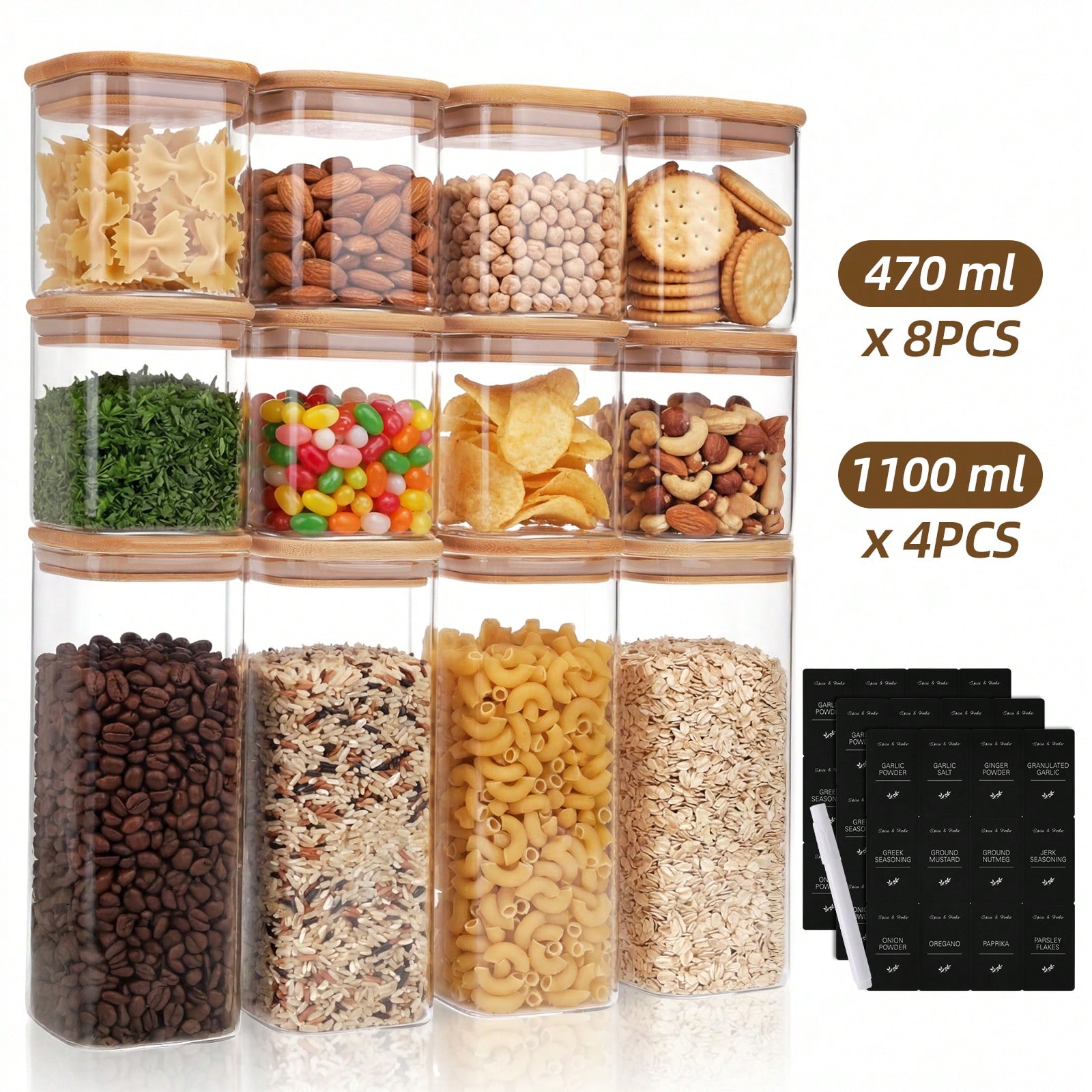 Tomnk 12 шт. стеклянных контей – обзор и цена Kitchen Baking Pantry
